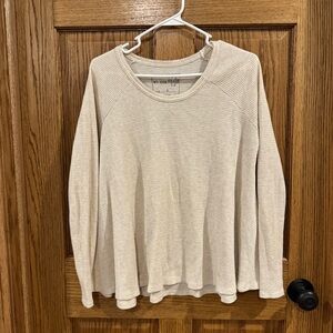 Free People We The Free Cream Waffle Knit Long Sleeve Top Size XS